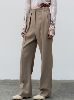 现货 LOW CLASSIC韩国品牌21秋冬 经典宽松西裤直筒女长裤