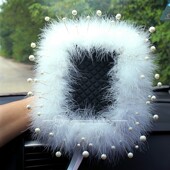 车载中控台羽毛垫女士汽车仪表台创意毛毛饰品车内摆件防滑垫新款