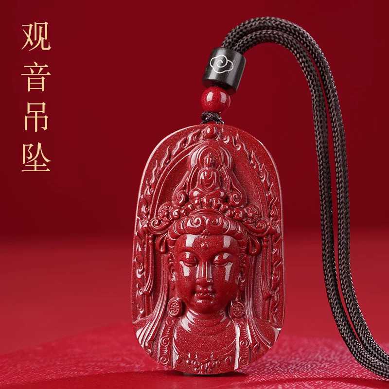 朱砂吊坠男款士佛像本命年低含量紫砂观世音菩萨项链饰品挂件