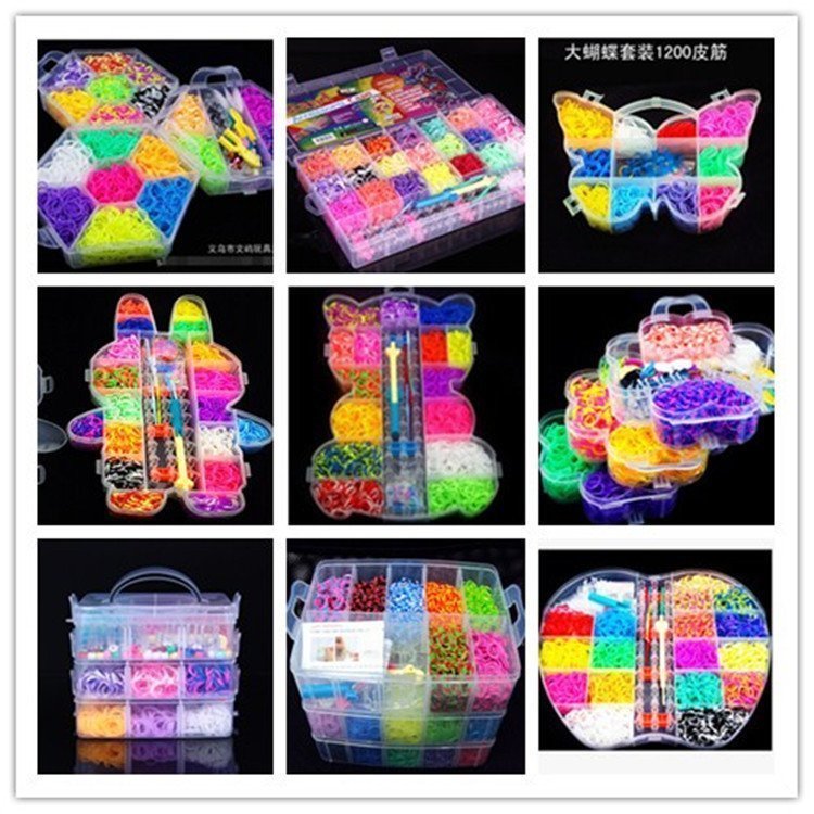 韩国女孩编织手链手绳 彩虹像皮筋 儿童DIY手工橡皮筋制作玩具