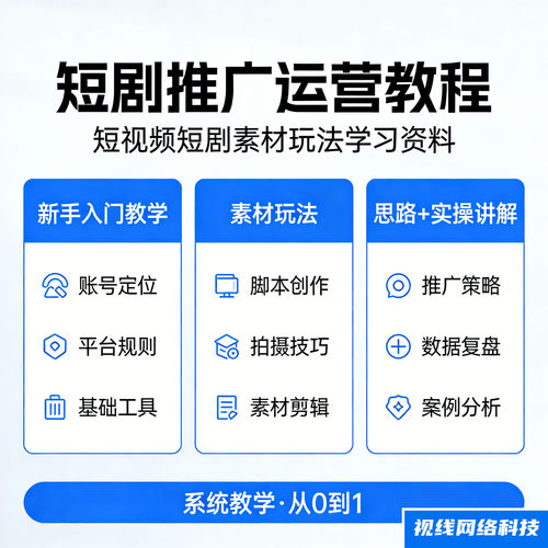 短剧推广运营教程 短视频短剧素材玩法学习资料 新手入门教学