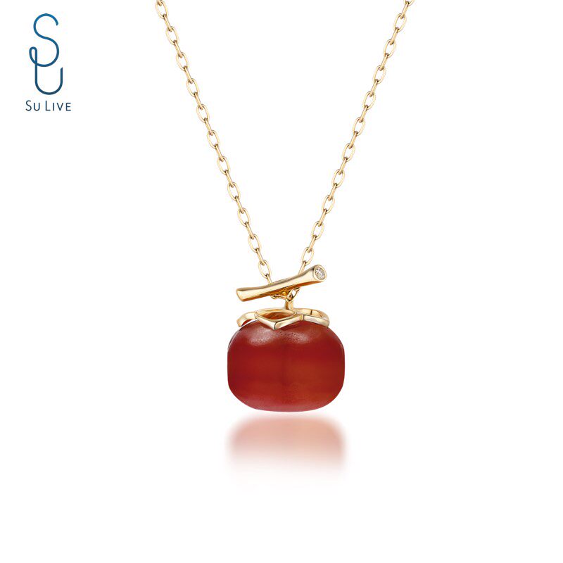 SU live素原 首饰心想柿成项链女9K金红玛瑙优雅森系百搭专柜同款