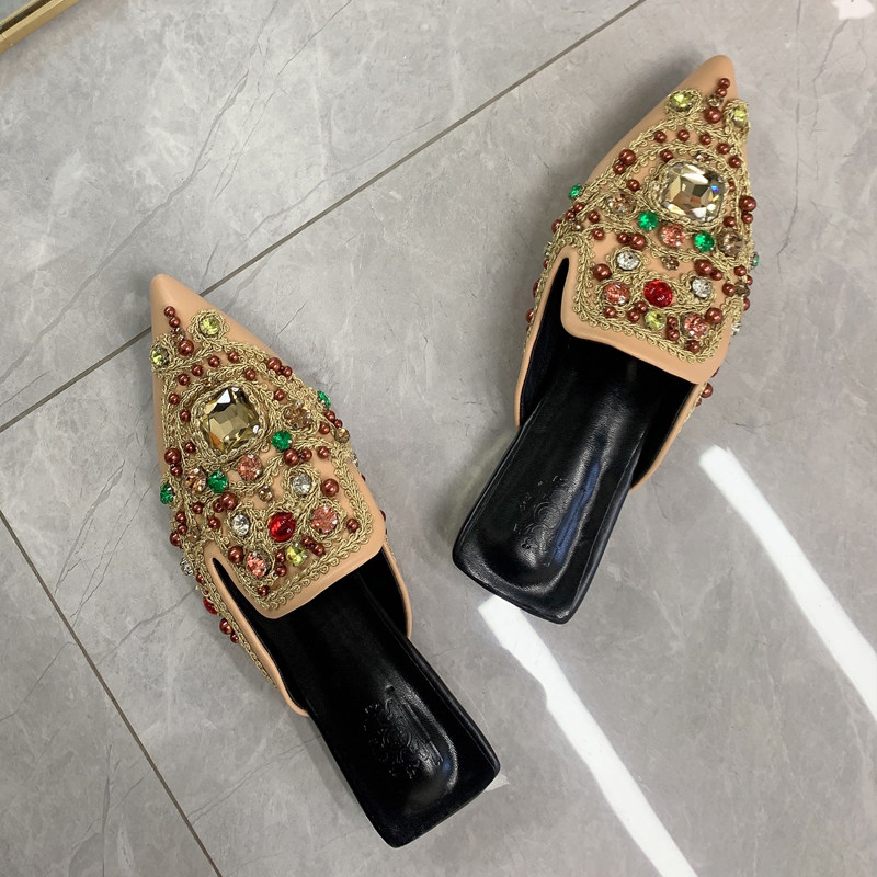 其他甜美粗跟半拖鞋水钻