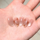 美甲贴片 高级感晕染猫眼手工穿戴甲显白中长款 冰茶琥珀 新中式