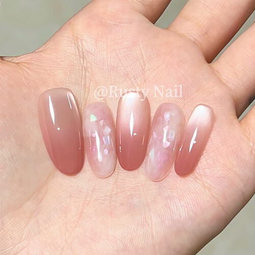 纯欲温柔醋酸晕染猫眼手工穿戴甲