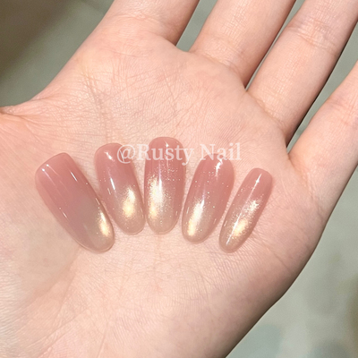 纯欲腮红蜜桃渐变猫眼手工穿戴甲