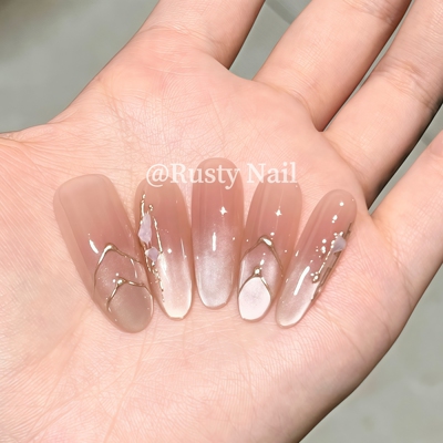 新中式清冷千金爆闪猫眼手工美甲