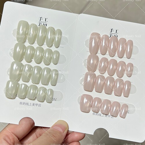 高级感彩色纯色海莉甲手工穿戴甲