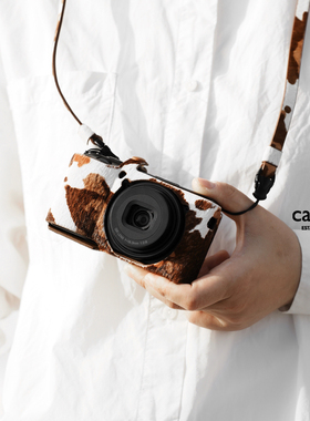 cam-in理光GR4皮套马毛系列相机包gr4保护套奶牛纹手腕带相机背带