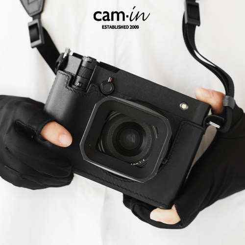 cam-in 富士gfx100rf保护套复古swift牛皮相机套GRX100rf半套底座