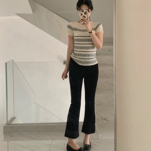 洋葱家~夏装新款气质显瘦微喇弹力九分裤休闲裤