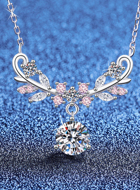 S925纯银1克拉莫桑钻项链 轻奢繁花麦穗森系项链莫桑石锁骨链