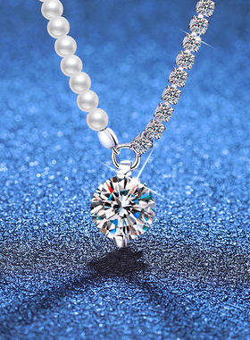 莫桑石项链s925纯银锁骨链韩版轻奢小众爪链贝珠莫桑钻石锁骨链