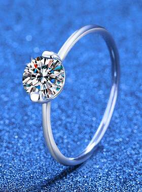 爆款925纯银1克拉莫桑石戒指轻奢热卖抖音莫桑戒指礼物