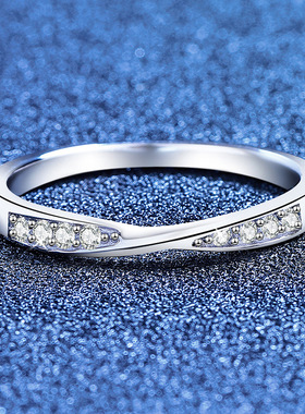 S925纯银戒指女莫桑石指环爱意交织小众设计生日七夕节礼物送女友