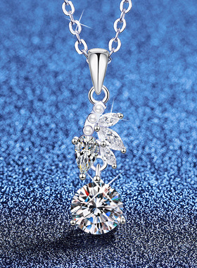 原创s925纯银莫桑石项链迷你贝珠韩版轻奢百搭高级感莫桑钻项链