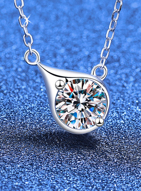 S925纯银1克拉莫桑钻石项链D色轻奢小众设计感吊坠高级感锁骨链