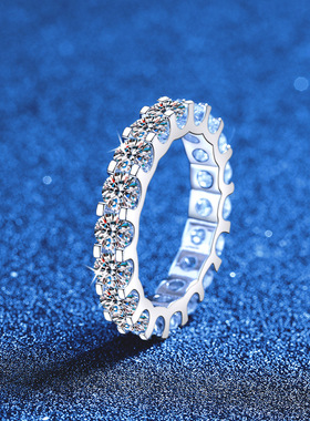 满钻莫桑石S925纯银超闪叠戴风高级感排戒戒指男女戒