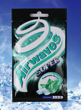 台湾airwaves劲浪爽浪口香糖超凉薄荷味零食清新口气无糖水果