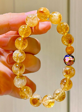 10M美拉德风天然黄水晶黄塔晶老蜜蜡手链手串