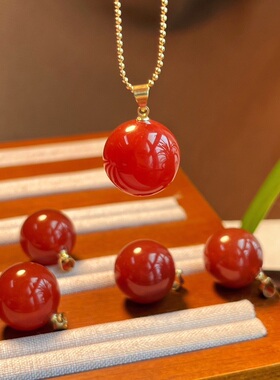 天然红玉髓大颗粒吊坠简约时尚百搭吊坠女