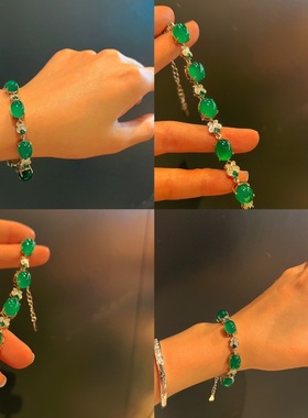 天然绿玉髓手链绿色蛋面手链简约时尚百搭气质款女