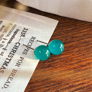 天然天河石耳钉