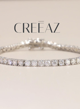 高奢品手链满镶s925纯银人工培育钻石2mm网球链意大利手工手链