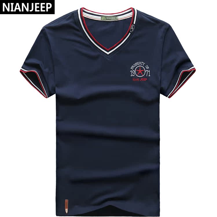 Ïļ¾NAIN JEEP¶ÌÐäTÐôÄпíËÉ´óÂëÐÝÏÐVÁì°ëÐäÌåÐôÉÀ´ÌÐåÄÐ×°ÉÏÒÂ