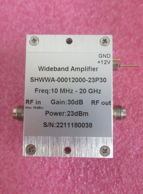 10MHz-20GHz 30dB增益 23dBm 2.4mm母 射频 宽带中功率放大器
