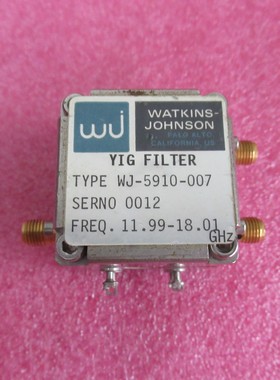 WJ进口 WJ-5910-007 3.8-19.6GHz SMA接头 射频微波YIG带通滤波器