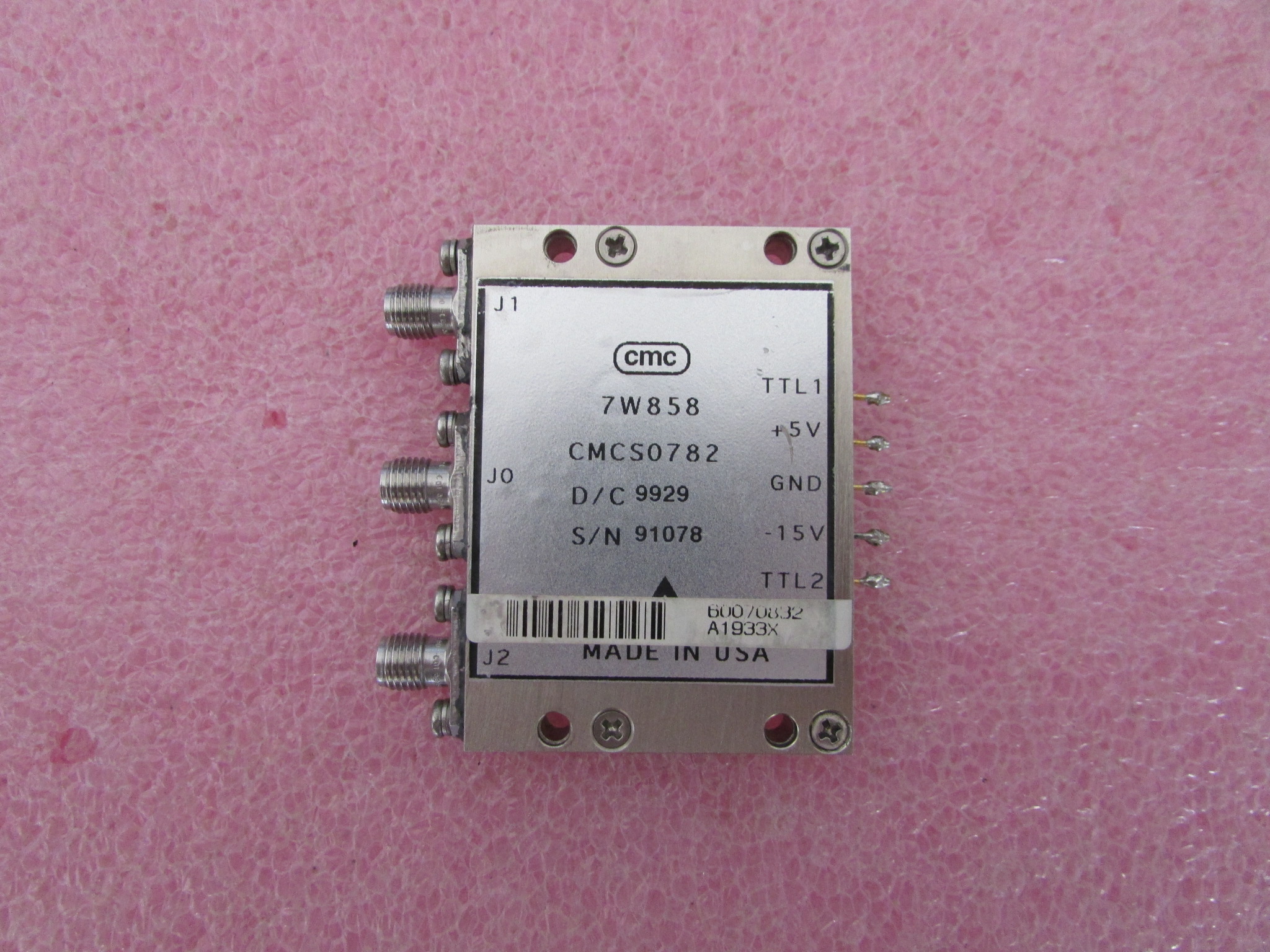CMC CMCS0782 0.05-12.4GHz SMA SPDT TTL射频微波 PIN固态开关