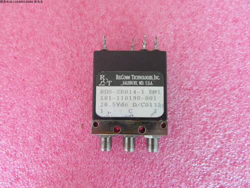 RDS-SR014-1 RCT SPDT  DC - 18GHz  100W  20.5 V SMA  高功率射频微波转换同轴开关  保修1年 品牌：RCT 型号：RDS-SR014-1 工作频率：DC - 18GHz 工作电压：18-20.5 VDC 接头：SMA母 RELCOMM,