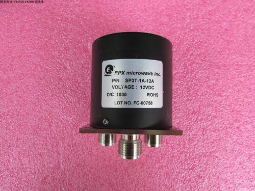 EPX microwave  SP3T-1A-12A  12GHz 12V 800W N 射频微波同轴SP3T开关  质量包好，包能用  可提供详细测试图。 频率范围：DC-12GHz 插损：0.2dB 隔离度：80dB 输入最大功率：800W 工作电压：12V  控制