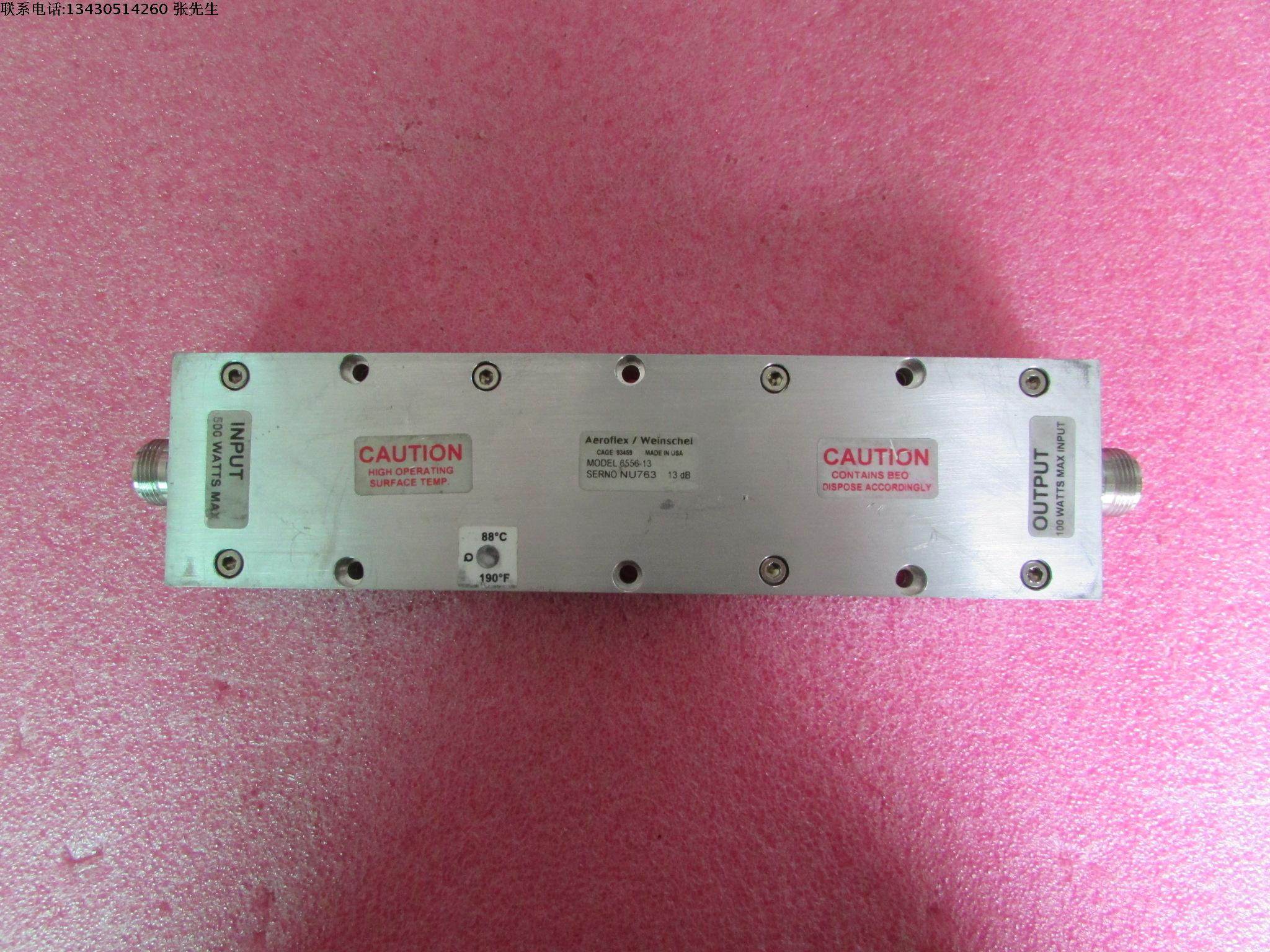 美国进口 aeroflex / weinschel 4GHz 13dB 500W N型 RF 高功率 大功率衰减器  品 牌： WEINSCHEL 衰 减 量: 13dB 频 率：DC-4GHz 接 头：N母 功 率：500W /瓦  需要外加散热片