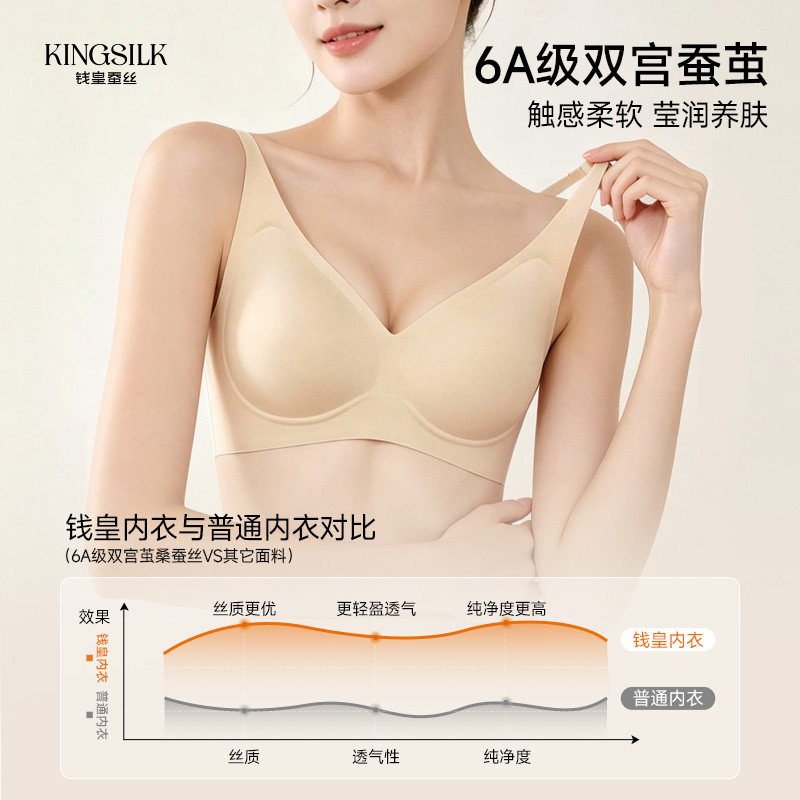 钱皇 椰奶皮滋润养肤蚕丝无痕内衣收副乳塑型文胸图片
