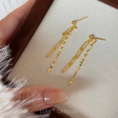 若隐若现~超细版 洋气简约通体纯银亮片流苏气质耳线耳钉养耳百搭