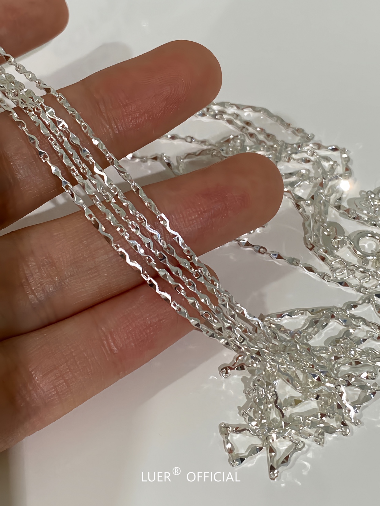 波光粼粼意大利进口纯银波纹项链