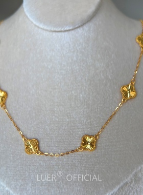 精工!敲闪!镭射四叶草满天星通体纯银镀金轻奢气质百搭锁骨链项链