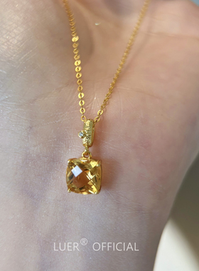 精工!自留!天然黄水晶手工切割通体纯银轻奢精致质感锁骨链项链女