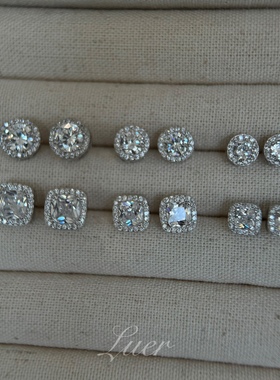 回馈!超闪!通体纯银不褪色轻奢进口锆石简约气质养耳耳钉百搭银饰