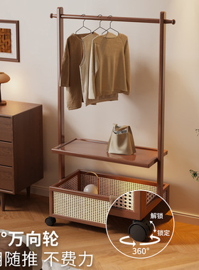 简易衣架落地衣帽架卧室家用整理收纳置物一体可移动多功能挂衣架