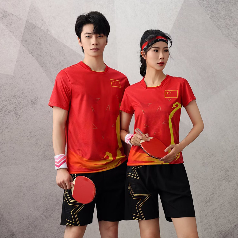 情侣运动速干T恤透气排汗跑步短袖女乒乓羽毛球服夏季套装训练服