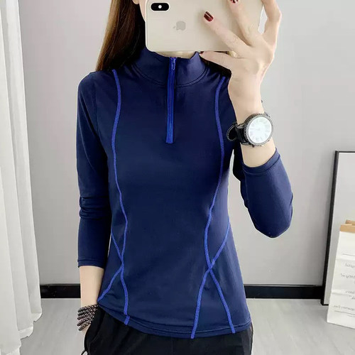 薄绒速干衣长袖t恤女高弹瑜伽服