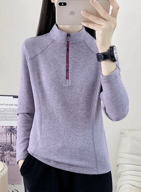 套头抓绒衣女立领加厚薄绒打底衫春秋冬户外登山徒步运动保暖长袖