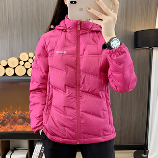 轻暖羽绒服女2025新款石墨烯发热白鸭绒拼色短款情侣运动冬季外套