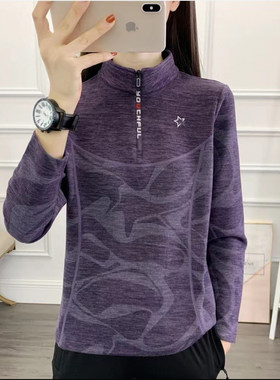 保暖弹力秋冬运动女德绒长袖t恤
