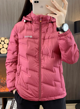 轻薄羽绒服女2025新款白鸭绒短款可拆帽秋冬休闲运动防风保暖外套