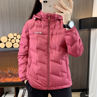 轻薄羽绒服女2025新款白鸭绒短款可拆帽秋冬休闲运动防风保暖外套