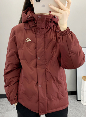 冬季短款羽绒服女2025新款80白鸭绒时尚防风防寒防水户外连帽外套